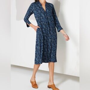 J. Jill Pure Jill Blue Winter Sky Midi Dress in Large Painted Chevron